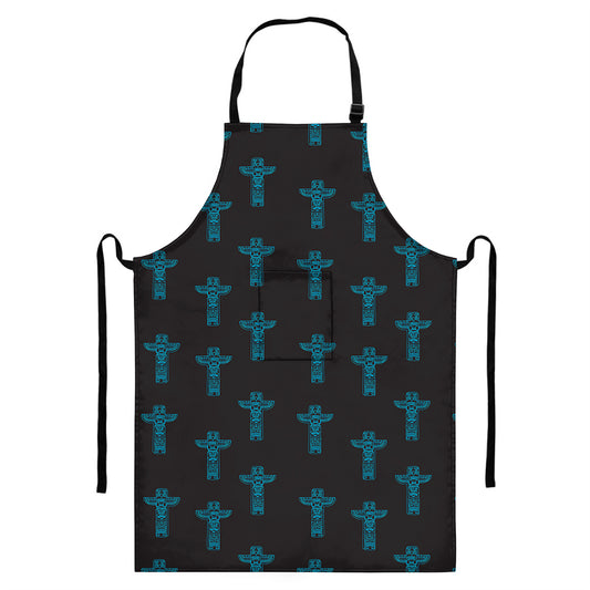Native Totem Pattern Print Bib Apron With Pocket