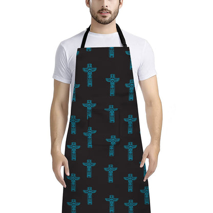 Native Totem Pattern Print Bib Apron With Pocket