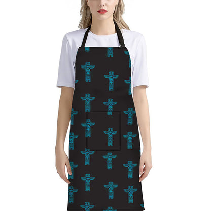 Native Totem Pattern Print Bib Apron With Pocket