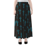 Native Totem Pattern Print Chiffon Maxi Skirt