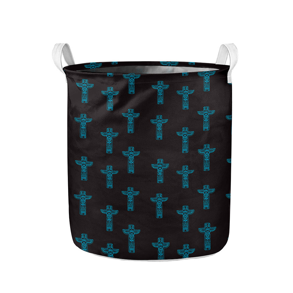 Native Totem Pattern Print Collapsible Laundry Basket