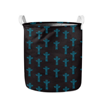 Native Totem Pattern Print Collapsible Laundry Basket