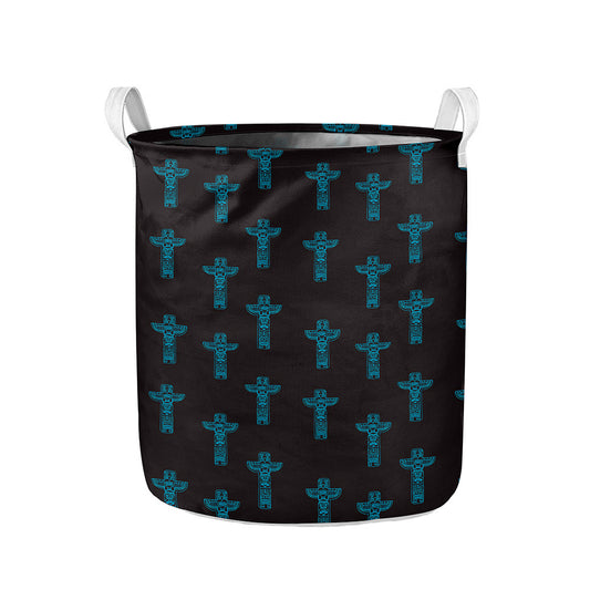 Native Totem Pattern Print Collapsible Laundry Basket