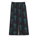 Native Totem Pattern Print Cotton Front Slit Maxi Skirt