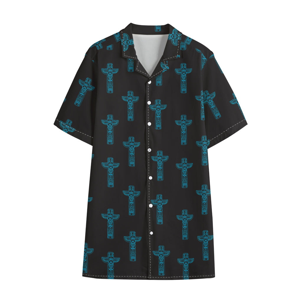 Native Totem Pattern Print Cotton Hawaiian Shirt