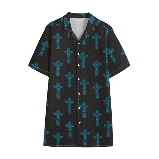 Native Totem Pattern Print Cotton Hawaiian Shirt