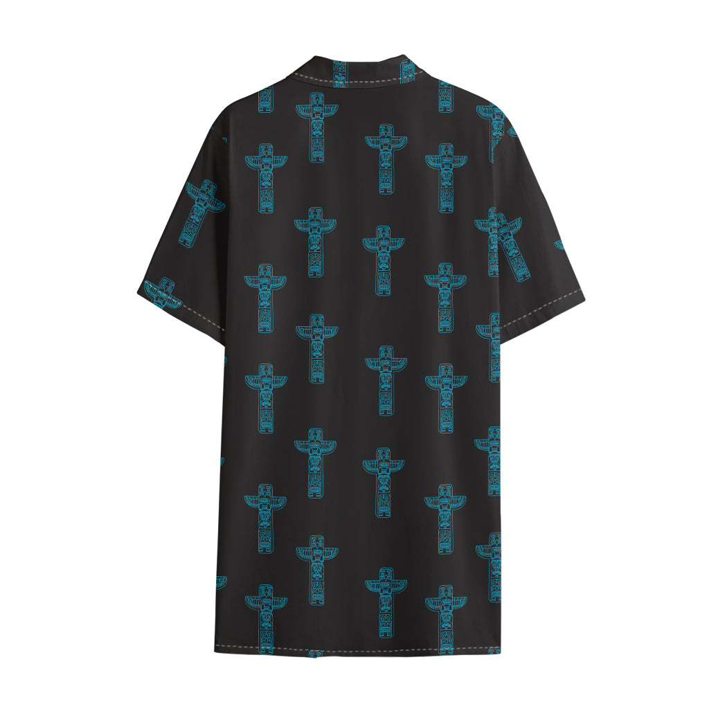 Native Totem Pattern Print Cotton Hawaiian Shirt