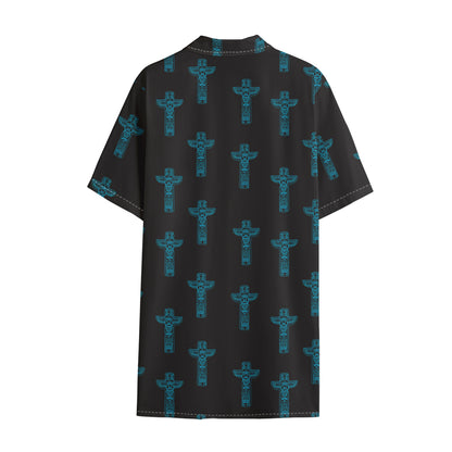 Native Totem Pattern Print Cotton Hawaiian Shirt