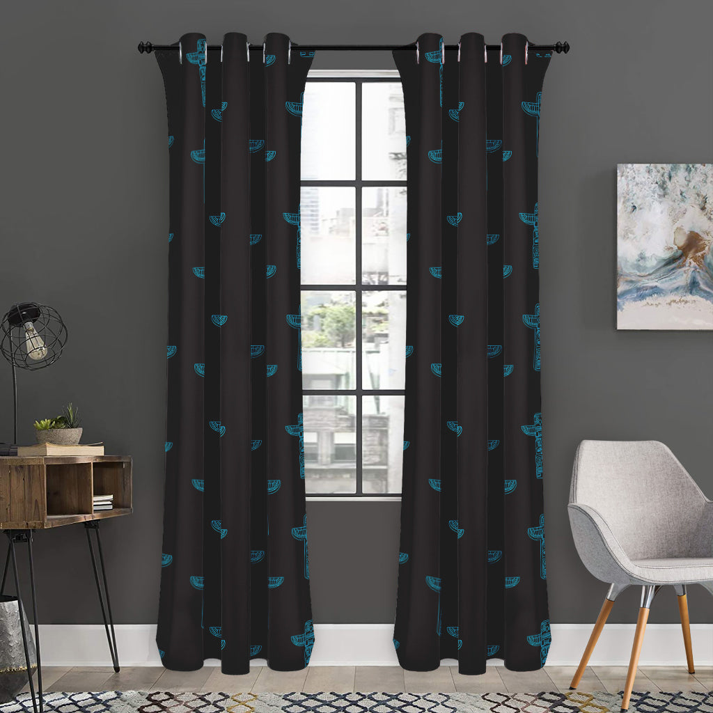 Native Totem Pattern Print Curtain