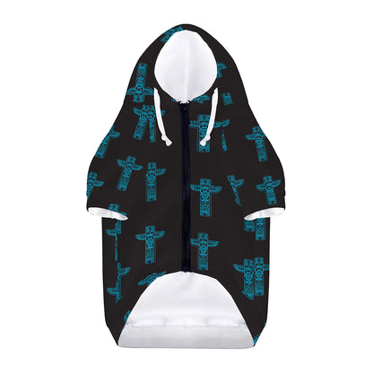 Native Totem Pattern Print Dog Zip Up Hoodie