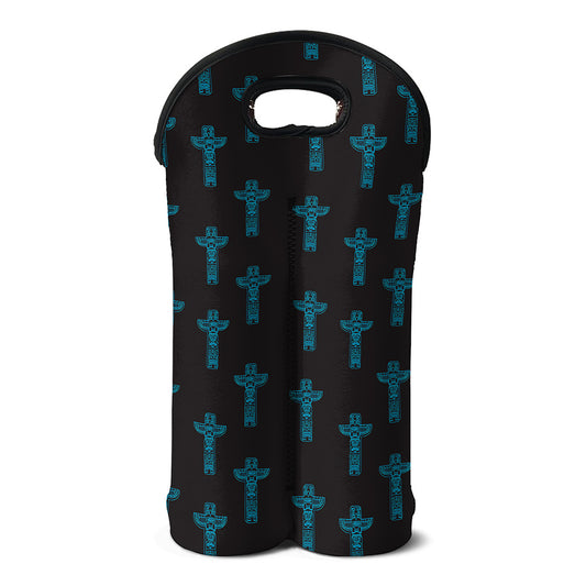 Native Totem Pattern Print Double Neoprene Wine Tote