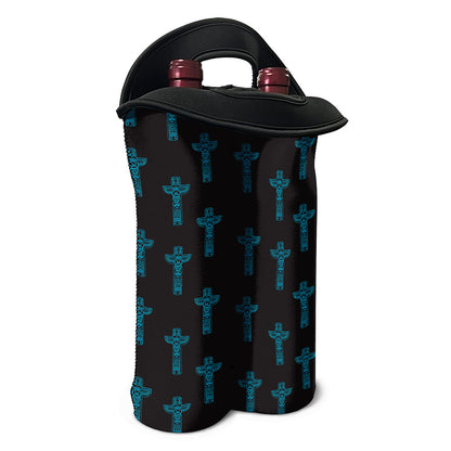 Native Totem Pattern Print Double Neoprene Wine Tote