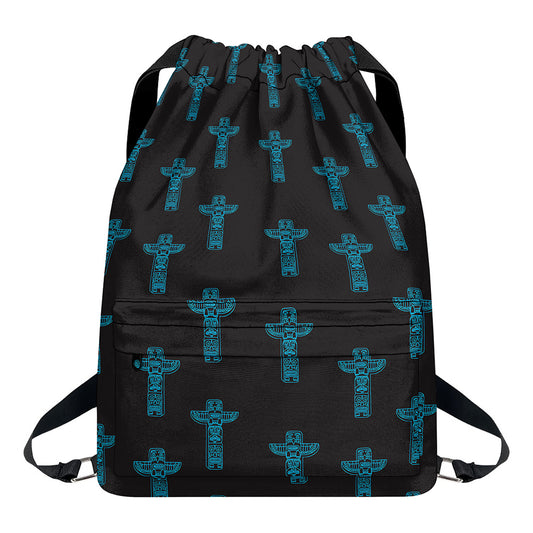 Native Totem Pattern Print Drawstring Backpack