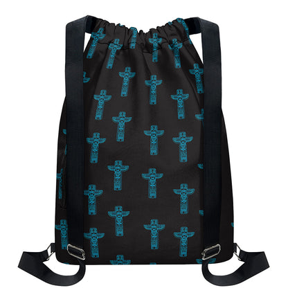 Native Totem Pattern Print Drawstring Backpack