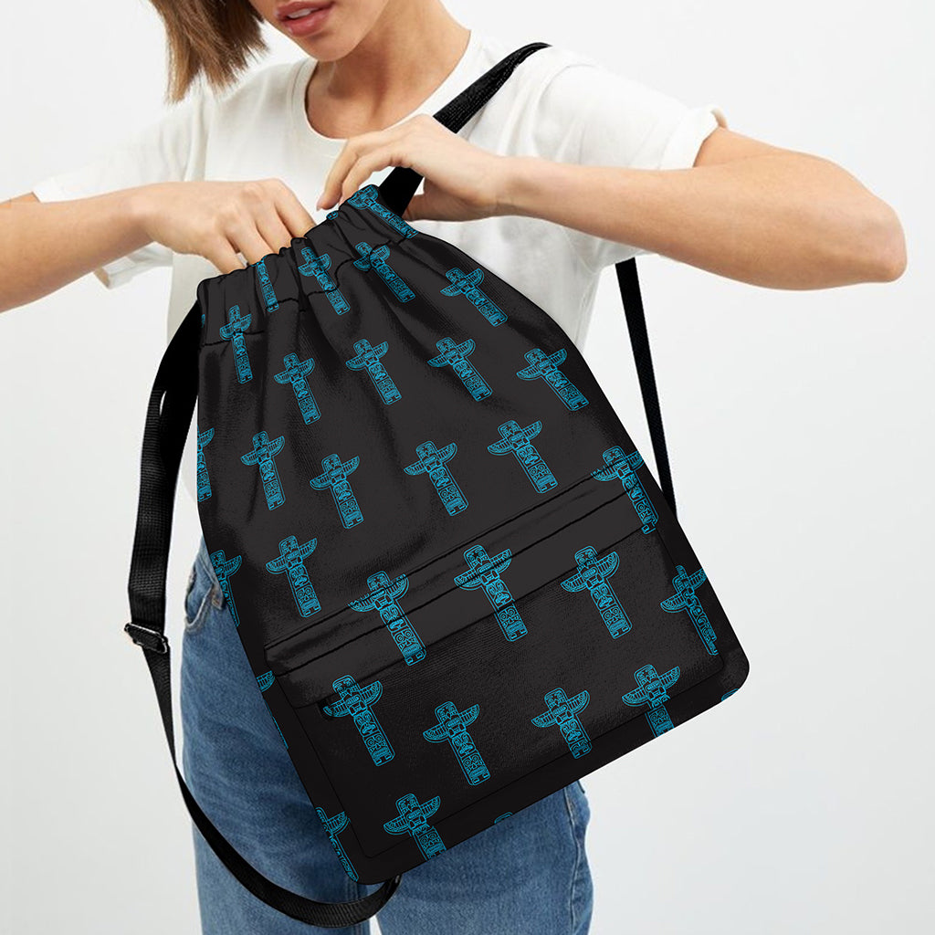 Native Totem Pattern Print Drawstring Backpack