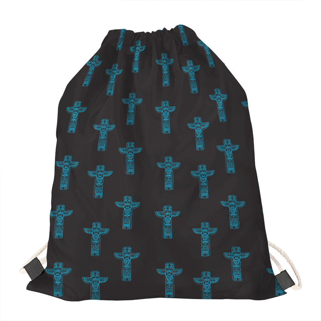 Native Totem Pattern Print Drawstring Bag