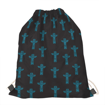 Native Totem Pattern Print Drawstring Bag