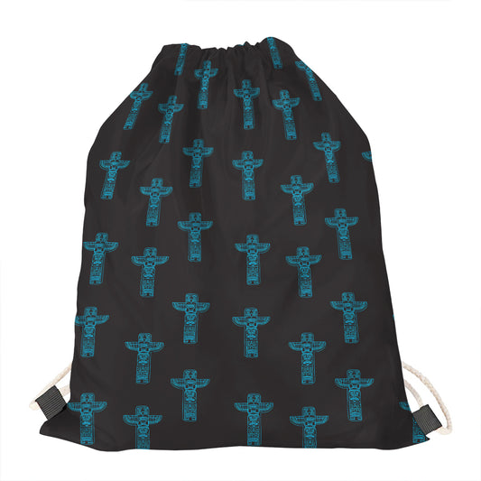 Native Totem Pattern Print Drawstring Bag
