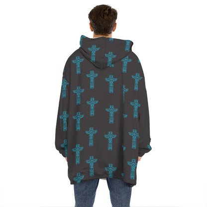 Native Totem Pattern Print Hoodie Blanket