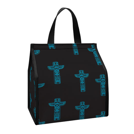 Native Totem Pattern Print Insulated Lunch Tote