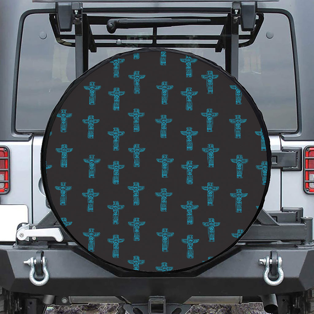 Native Totem Pattern Print Leather Spare Tire Cover