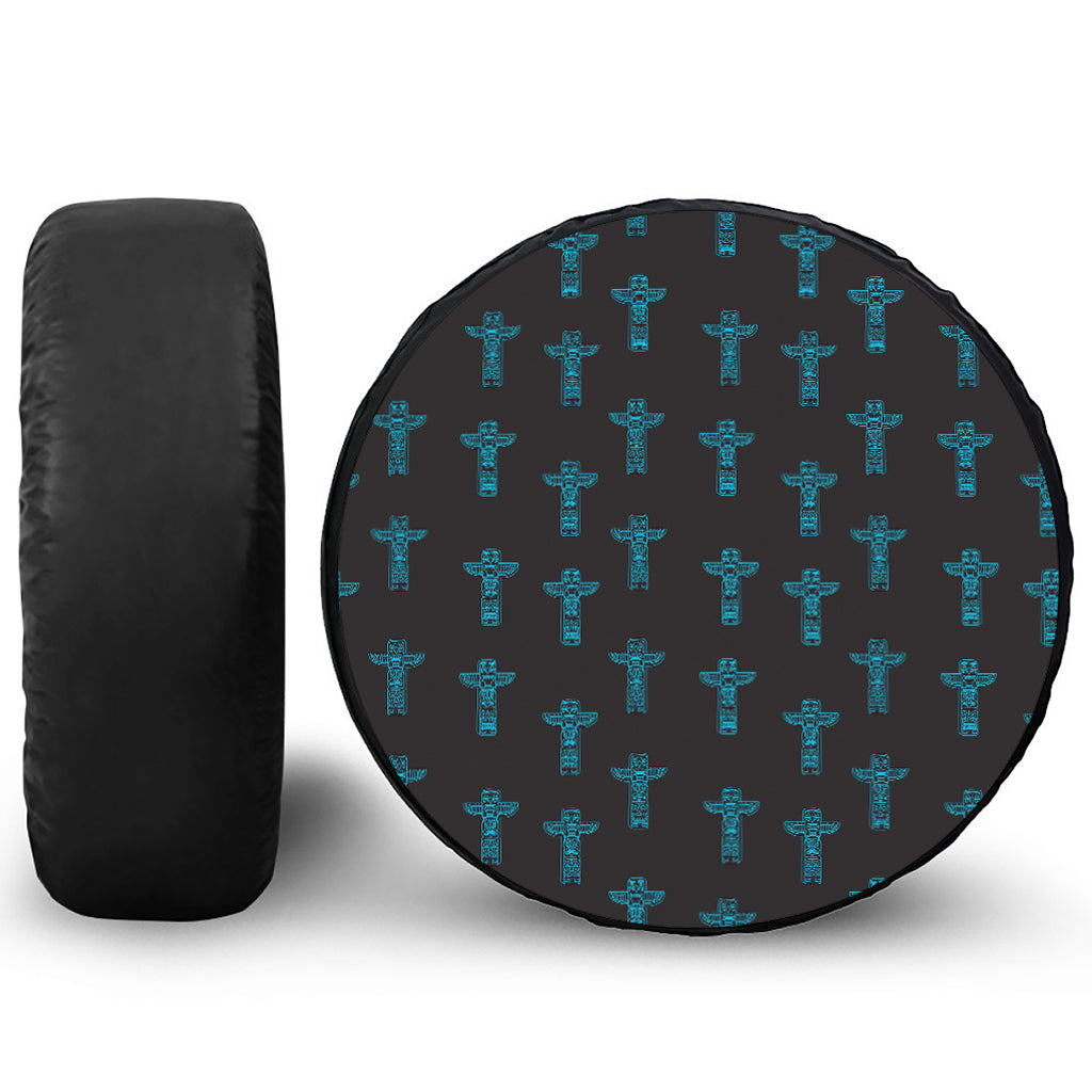 Native Totem Pattern Print Leather Spare Tire Cover