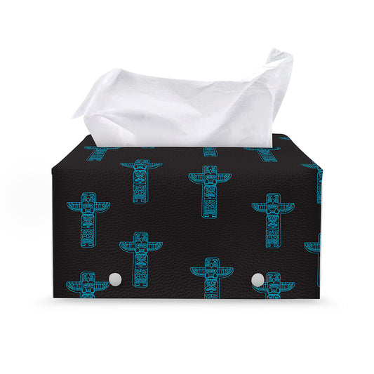 Native Totem Pattern Print Leather Tissue Box Cover
