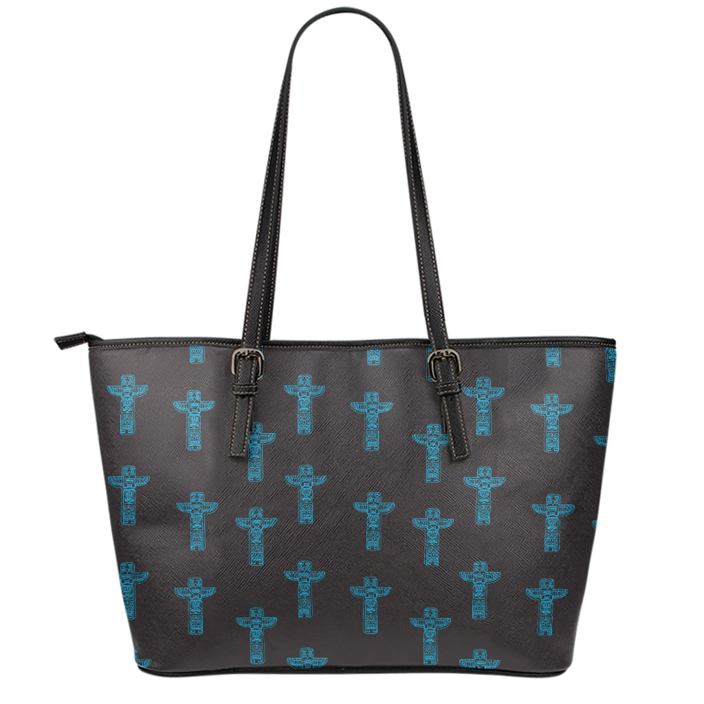Native Totem Pattern Print Leather Tote Bag
