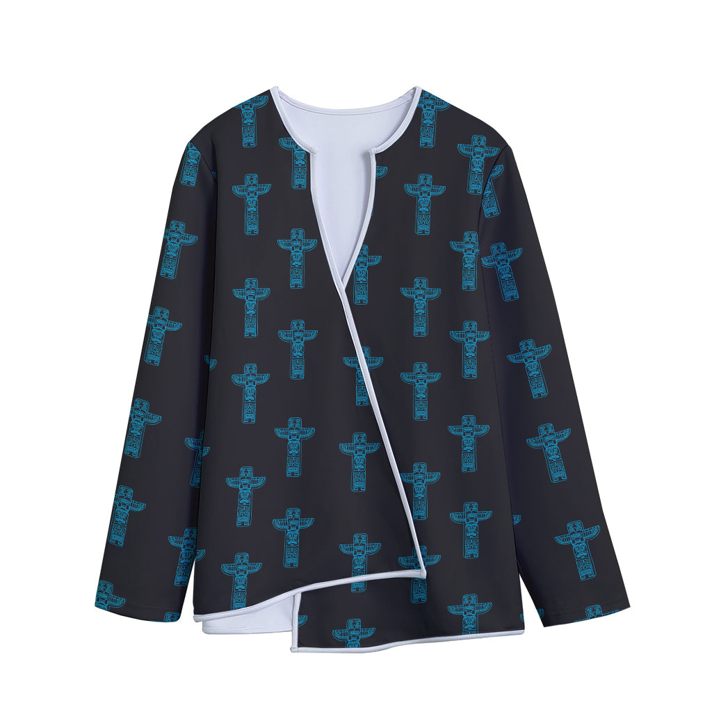 Native Totem Pattern Print Long Sleeve Short Coat