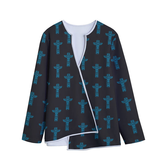 Native Totem Pattern Print Long Sleeve Short Coat