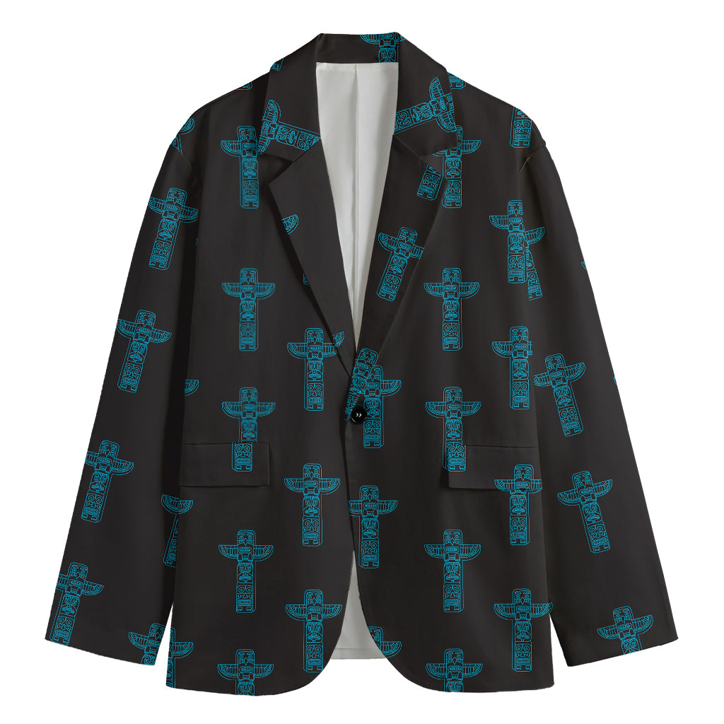 Native Totem Pattern Print Men's Cotton Blazer