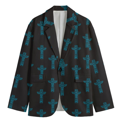 Native Totem Pattern Print Men's Cotton Blazer