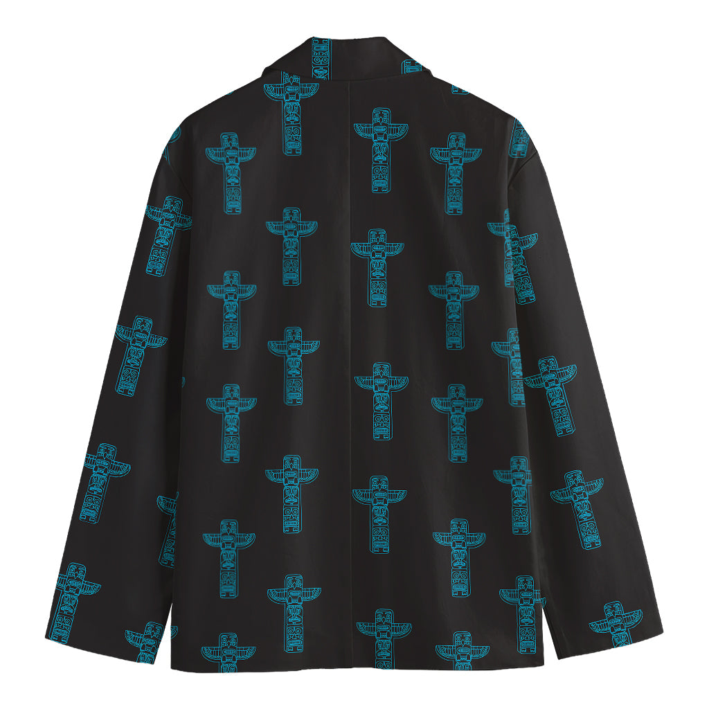 Native Totem Pattern Print Men's Cotton Blazer