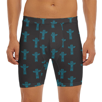 Native Totem Pattern Print Men's Long Boxer Briefs