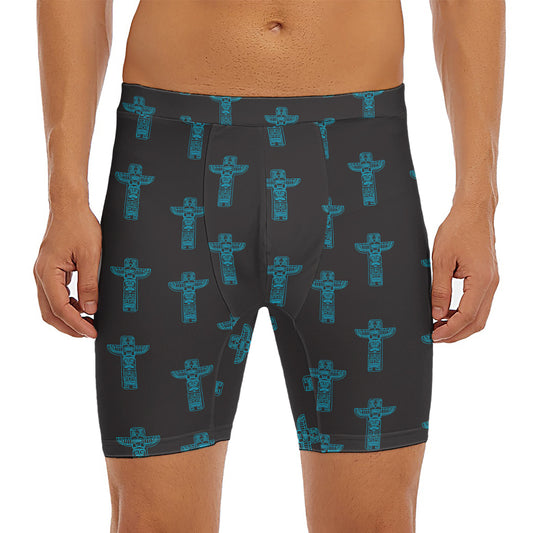 Native Totem Pattern Print Men's Long Boxer Briefs