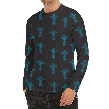 Native Totem Pattern Print Men's Long Sleeve Rash Guard