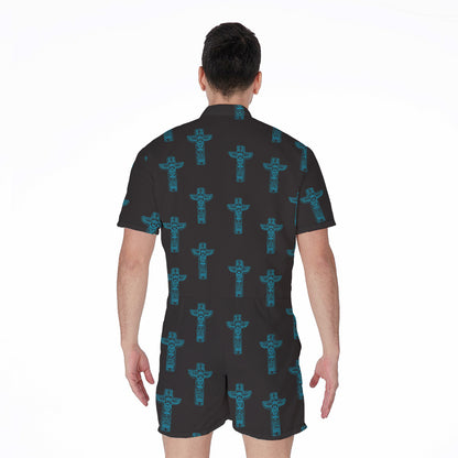Native Totem Pattern Print Men's Rompers