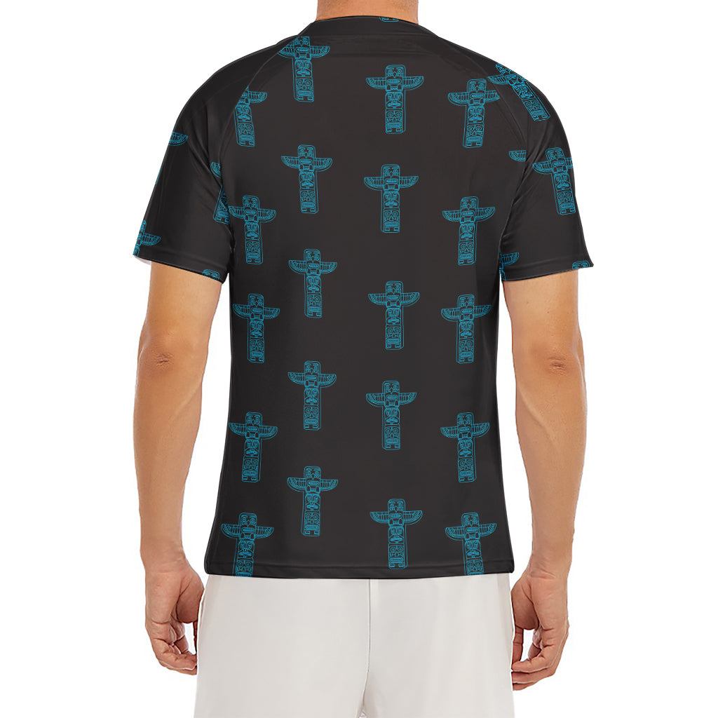 Native Totem Pattern Print Men's Short Sleeve Rash Guard