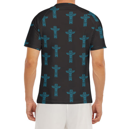 Native Totem Pattern Print Men's Short Sleeve Rash Guard