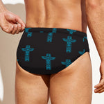 Native Totem Pattern Print Men's Swim Briefs
