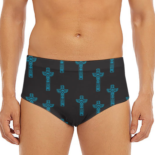 Native Totem Pattern Print Men's Triangle Swim Briefs