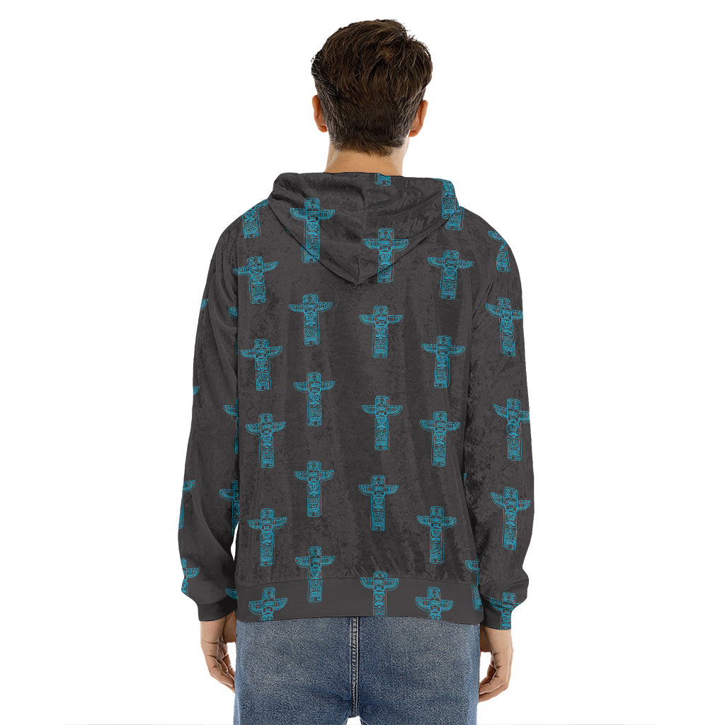Native Totem Pattern Print Men's Velvet Pullover Hoodie