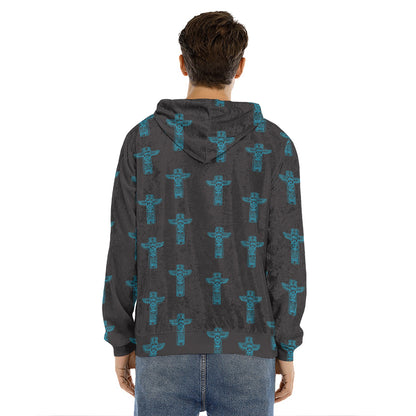 Native Totem Pattern Print Men's Velvet Pullover Hoodie