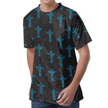 Native Totem Pattern Print Men's Velvet T-Shirt