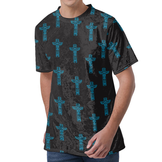 Native Totem Pattern Print Men's Velvet T-Shirt