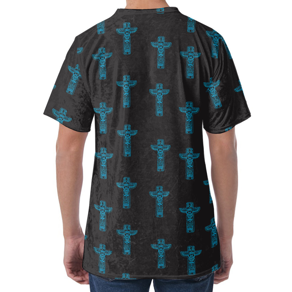 Native Totem Pattern Print Men's Velvet T-Shirt