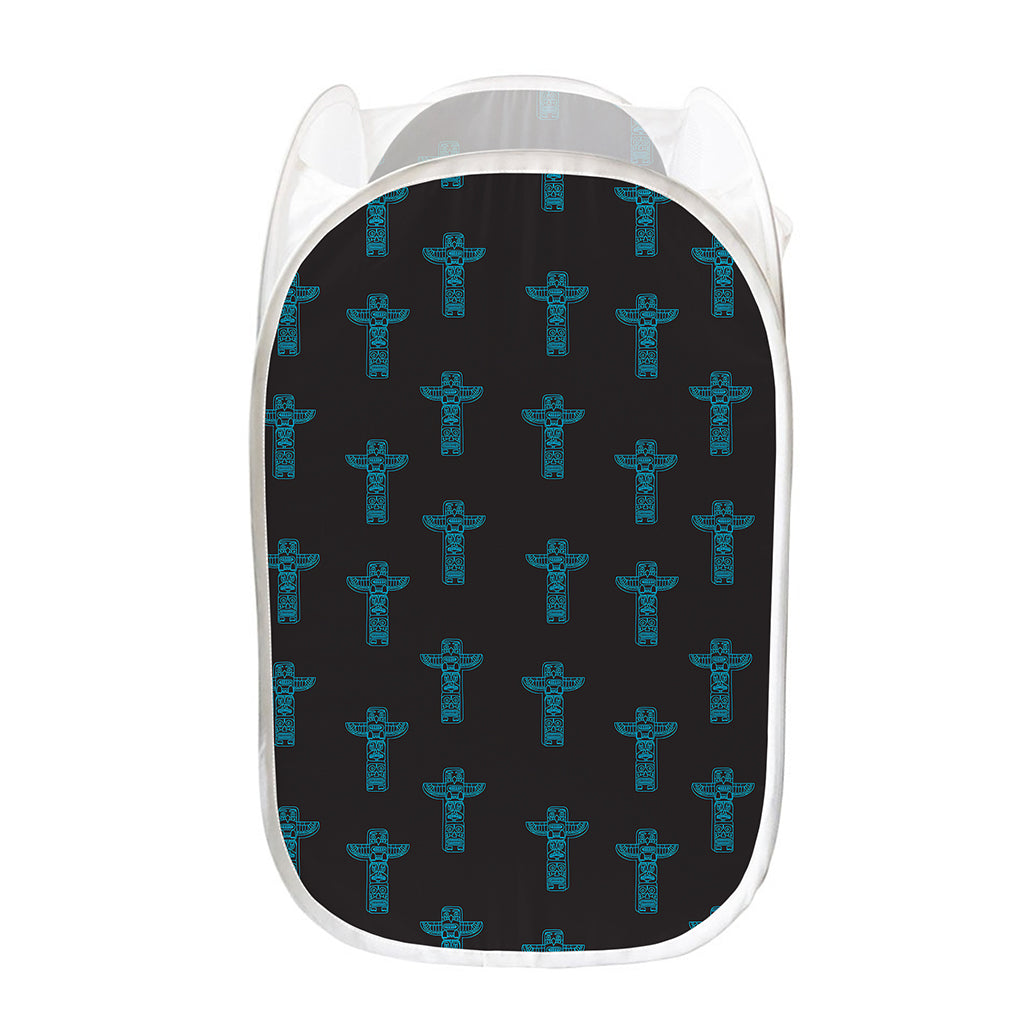 Native Totem Pattern Print Mesh Laundry Hamper