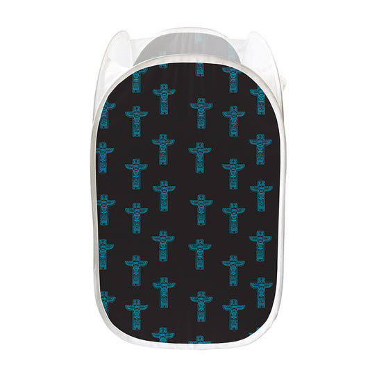Native Totem Pattern Print Mesh Laundry Hamper