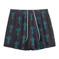 Native Totem Pattern Print Mesh Shorts