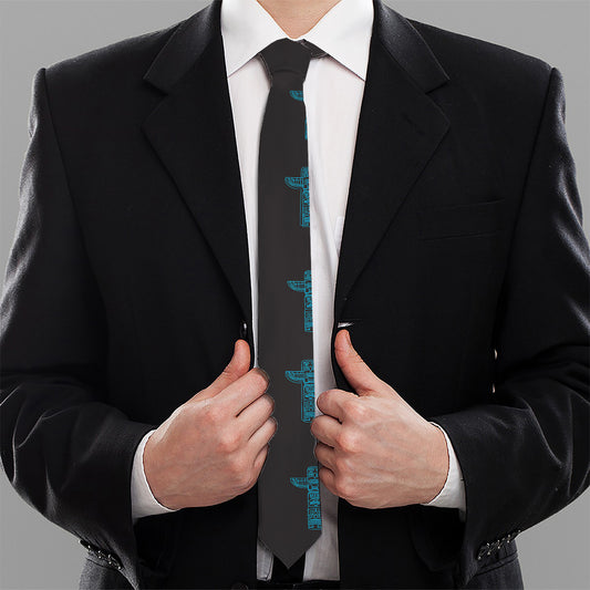 Native Totem Pattern Print Necktie